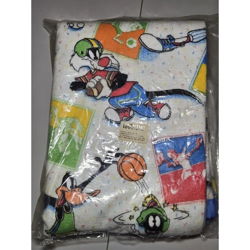 Vintage Wacky Sports Blanket Looney Tunes Blanket 45x60 New Old Stock